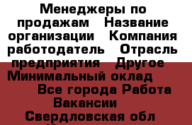 Менеджеры по продажам › Название организации ­ Компания-работодатель › Отрасль предприятия ­ Другое › Минимальный оклад ­ 15 000 - Все города Работа » Вакансии   . Свердловская обл.,Камышлов г.